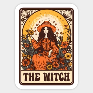 The Witch Tarot Groovy Vintage Halloween Plant Lover Sticker